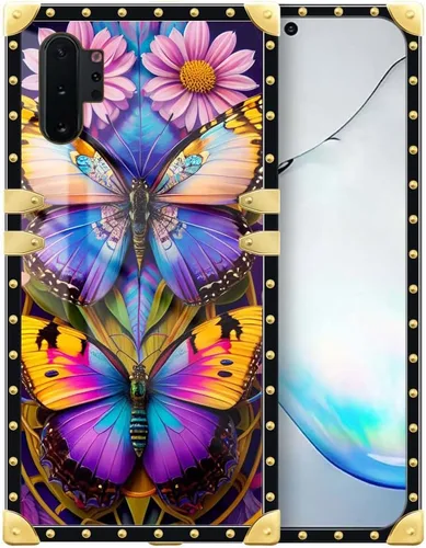 Funda compatible con Samsung Galaxy Note 10 Plus, hermosa mariposa para mujeres y niñas, TPU suave a prueba de golpes, funda cuadrada protectora
