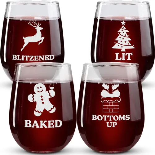 Miniatura 17 de Copas de vino de Navidad – Vaso de supervivencia navideño, está empezando a costar mucho como copas de vino sin tallo de Navidad, juego de 2 copas