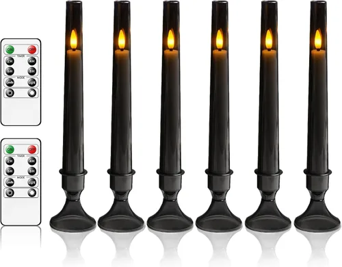 Miniatura 7 de kakoya Velas cónicas sin llama mejoradas con control remoto, 6 piezas de acrílico que funcionan con pilas con palillos de vela, velas LED