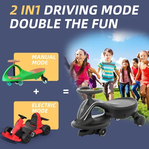 Miniatura 5 de XJD 6V Coche Eléctrico Oscilante de Paseo, Vehículo de 2 en 1 con Batería Recargable Antivuelco y Rueda Luminosa Colorida para Juguetes de Paseo