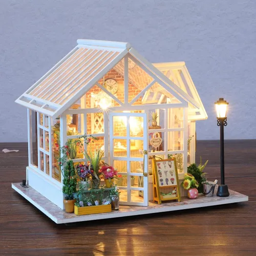 Miniatura 5 de GuDoQi Kit de casa de muñecas en miniatura, kit de casa pequeña con música, kit de casa en miniatura a escala 1:24, gran regalo de manualidades