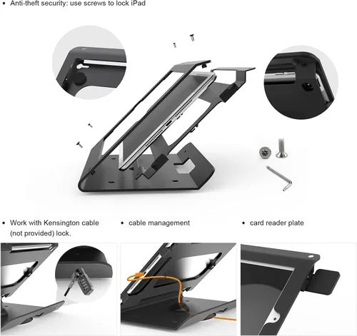 Miniatura 6 de Tablet quiosco POS soporte compatible 10,2 "iPad 7 8 9 generación con base giratoria 360