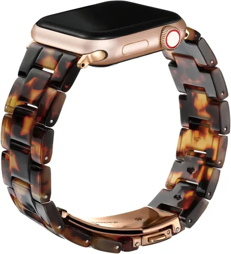 Miniatura 25 de Wongeto - Correa de resina compatible con Apple Watch Band (38mm 40mm) 1.496 pulgadas, 1.575 pulgadas, serie 5/4/3/2/1 para mujer y hombre con Rosa