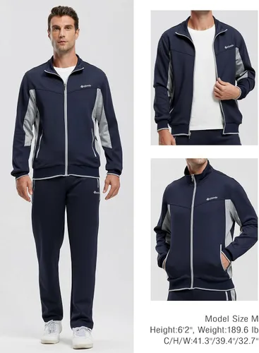 Miniatura 6 de Rdruko Conjunto Deportivo de 2 Piezas para Hombre, Traje Deportivo con Cremallera Completa, Sudaderas Deportivas para Gimnasio, Ropa Deportiva