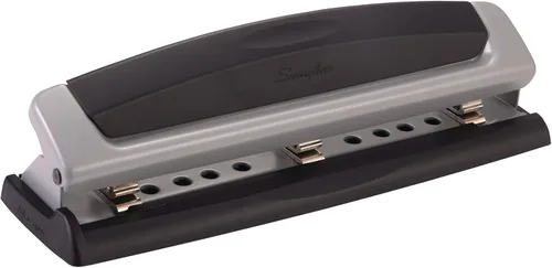Swingline Perforadora de 3 agujeros, capacidad de 10 hojas, perforadora de tres agujeros, 3 anillos, perforadora de papel ajustable de 2 a 3