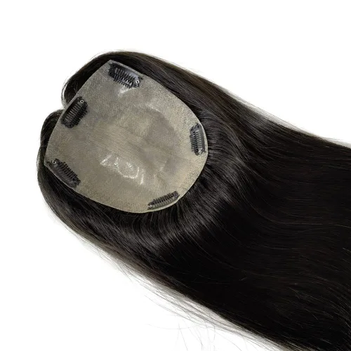 Miniatura 15 de Base de PU de piel fina inyectada con base de seda superior dividida Tamaño de partición 15cm*16cm Topper de cabello humano para mujeres