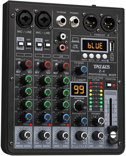 Miniatura 14 de Mezclador de audio, TKLBLS profesional de 16 canales, mesa de mezclas para DJ con DSP de 99 bits, consola de mezclas de sonido de 7 bandas de EQ
