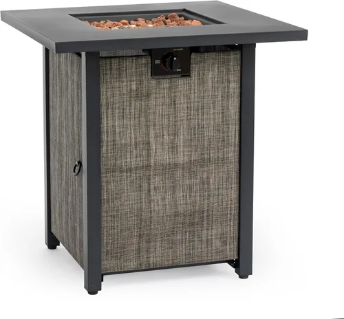 Miniatura 8 de Mesa para fogata de propano de 28 pulgadas, mesa de fuego de 50,000 BTU con tapa de acero, patas grandes, rocas de lava, pozo de fuego seguro