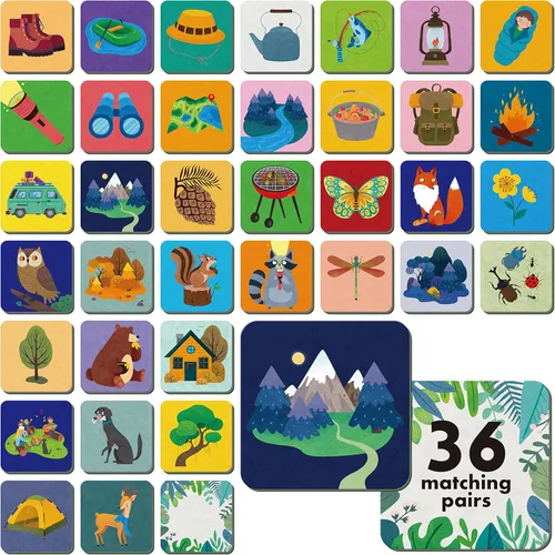 Miniatura 10 de Hebayy Juego de 36 pares de animales a juego, 72 tarjetas didácticas en español, 36 diseños, tarjetas de memoria, juguetes educativos de aprendizaje