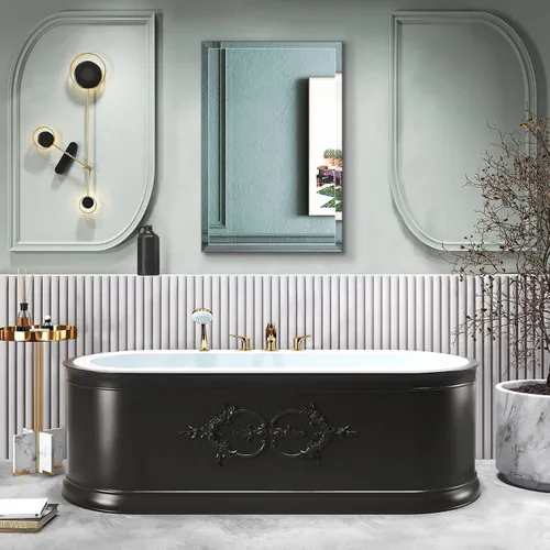 Miniatura 2 de Espejo de pared rectangular sin marco de 24 x 36 pulgadas con borde biselado de 1 pulgada para tocador de baño