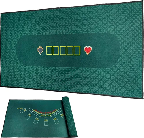 Miniatura 7 de BALIKEN 36 x 72 pulgadas Texas Holdem Poker Mat & Blackjack mesa Casino fieltro profesional Mat Azul/Azul