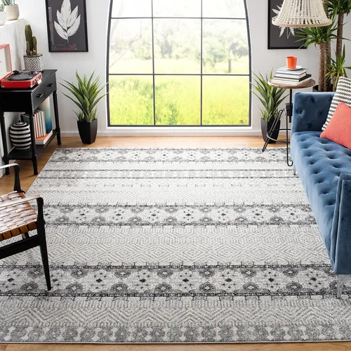 Miniatura 8 de SAFAVIEH Madison Collection - Alfombra decorativa de 2 pies 3 pulgadas x 4 pies, color carbón y gris, diseño bohemio chic, no desprende pelusa