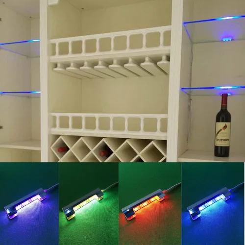Miniatura 8 de AIBOO Kit de iluminación LED para estante de vidrio para iluminación lateral trasera con cable flexible y clip con control remoto RF (8 luces, RGB)