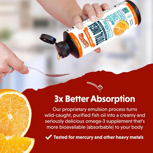 Miniatura 3 de Barlean's Total Omega 3 6 9 Orange Crème Suplemento de aceite de pescado líquido con borraja y aceite de linaza, 2,400 mg de Omegas EPA y DHA Plus