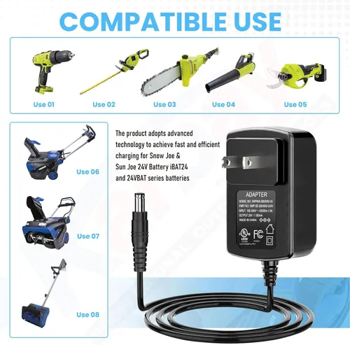 Miniatura 5 de Cargador rápido 24VCHRG-QC iON+ para Snow Joe y Sun Joe de 24 V iBAT24 y 24VBAT Series Baterías compatibles con todos los modelos de batería iON