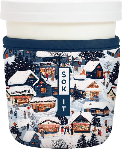 Miniatura 24 de Sok It IceCreamSok - Funda de neopreno aislada (flores abstractas, pintas de helado cónicas)