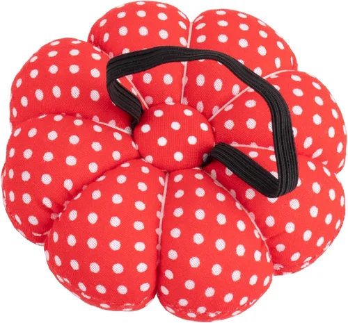 Miniatura 2 de Rolybag Alfileres de muñeca con correa elástica, cojín de aguja de calabaza para costura, pinza de aguja portátil, para costura o manualidades (rojo)