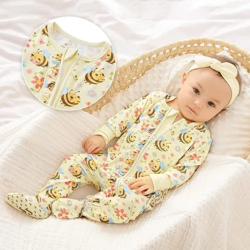Miniatura 3 de Footie Ruffled Zippered Viscose from Bamboo One-Piece Baby Clothes 0-36 Months
