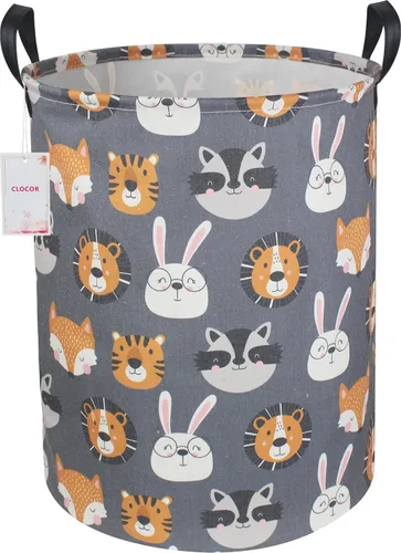 CLOCOR Cesta de lavandería para niños, contenedor de almacenamiento de tela plegable, cesta de guardería para niños, cubo de juguetes para niños,