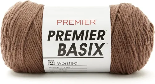 Premier Yarns Basix, hilo de estambre sólido, hecho de acrílico, hilo ideal para ganchillo y tejer, Pecan, 359 yardas 1115-35 Pecan