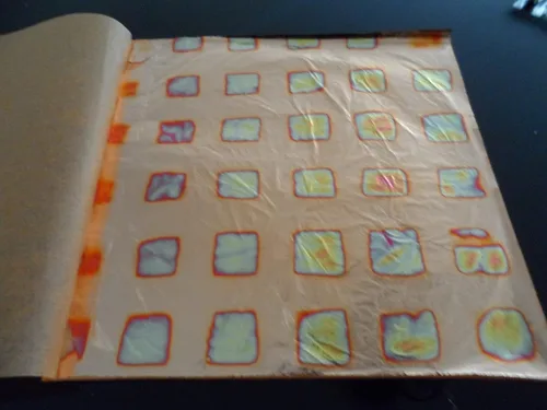 JINRUISI Folleto de 50 hojas de papel de aluminio de oro abigarrado, colorido, imitación de hoja dorada, arte decorativo (bloque cuadrado de cobre)