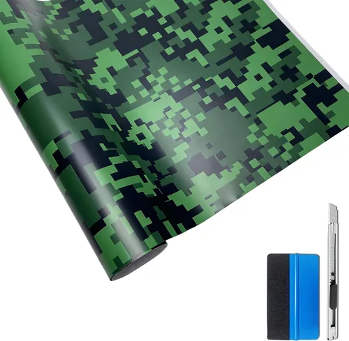 Miniatura 13 de LZLRUN Rollo de Película de Vinilo Adhesivo de Camuflaje para Automóvil Camuflaje Nieve Ártica Calcomanía Adhesiva para Consola de Automóvil