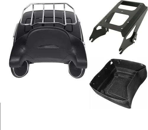 Miniatura 8 de TCMT Caja de maletero King para motocicleta con respaldo y montaje para dos personas, compatible con Harley 2009-2013 Touring Road Street Electra