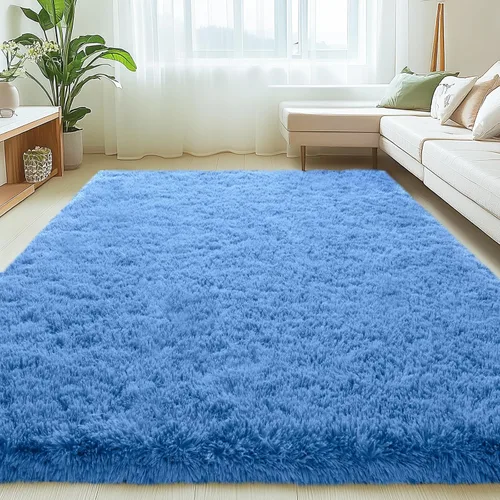Miniatura 106 de Mugorn - Alfombra de 8 x 10 pies, alfombras grandes, esponjosas, suaves, peludas, antideslizantes, mullidas para interiores, color negro, 8 x 10 pies