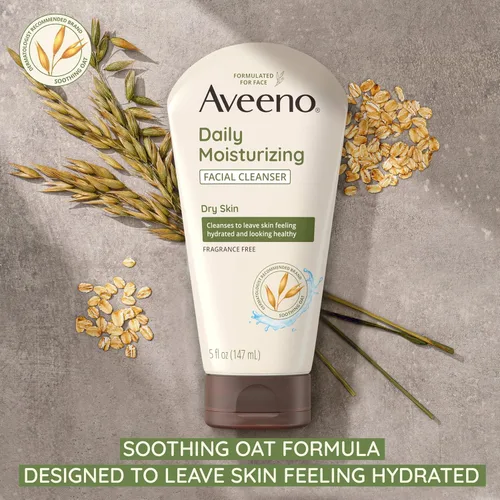 Miniatura 4 de Aveeno Limpiador facial hidratante diario para piel seca, lavado facial hidratante para acné con avena calmante para una piel suave y flexible