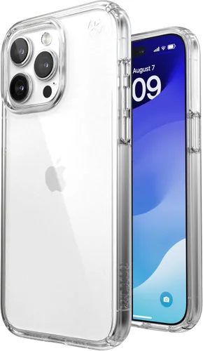 Speck Funda transparente para iPhone 15 Pro Max, protección contra caídas, resistente a los arañazos, no se amarillea, funda para teléfono de 6.7
