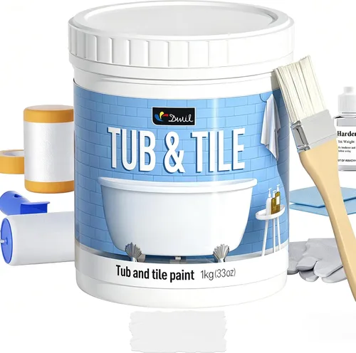 Miniatura 12 de DWIL Pintura para Bañera, Kit de Renovación de Bañera y Azulejos 33 oz con Herramientas, Kit de Renovación de Azulejos Pintura Negra para Bañera a