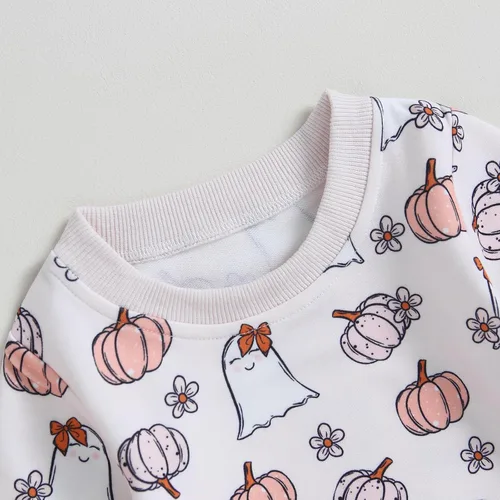 Miniatura 25 de YINGISFITM Conjunto de camisa de calabaza de Halloween para bebé, niña, niño, sudadera y pantalones para otoño e invierno