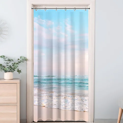 Miniatura 22 de Cortina de Ducha Pequeña de Cabina para RV de Medio Tamaño Océano Playa Costera Seaside para Baño 36A*72A Pulgadas Náutica Verano Playera Decoración