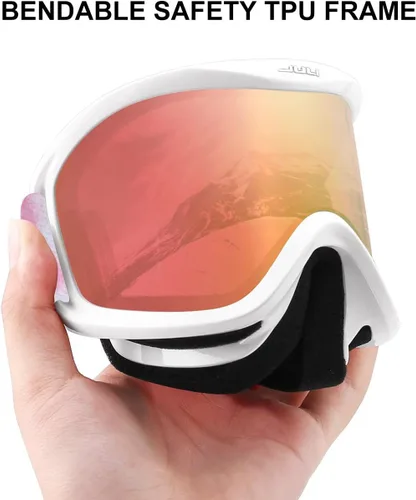 Miniatura 4 de Juli - Gafas de esquí, snowboard y patinaje, para hombres y mujeres Marco blanco naranja (vlt 13%) lente