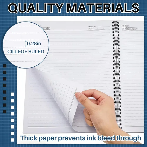 Miniatura 5 de Jutom 2 blocs de cuadernos jumbo para zurdos de 11 x 8.5 pulgadas, encuadernados con alambre para zurdos, 200 páginas, diario inspirador para negro