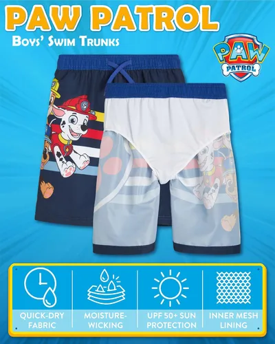 Miniatura 2 de Nickelodeon Paw Patrol - Traje de baño para niños Chase, Marshall, Rubble Traje de baño para niños UPF 50+ para niños (2T-7)