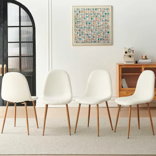 Miniatura 10 de Homedot Juego de mesa de cocina de 5 piezas para 4, mesa de comedor MDF de 47 pulgadas con grano de madera de nogal, 4 sillas tapizadas, silla