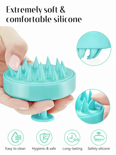 Miniatura 3 de HEETA Masajeador de cuero cabelludo para el crecimiento del cabello, cepillo de champú exfoliante de silicona suave para el cuero cabelludo, cepillo