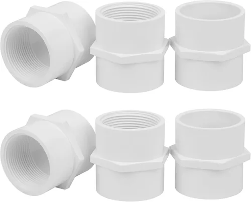 Miniatura 39 de Paquete de 10 Adaptadores Conectores de Acoplamiento de Tubería de PVC de Rosca Doble Hembra de 1 pulgada (F x F) SCH40 Acoplamiento de Tubería