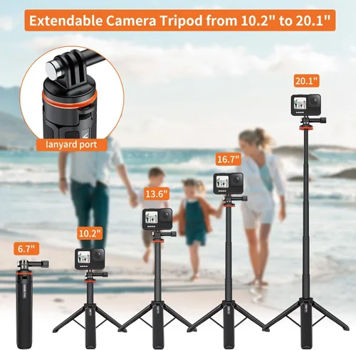 Miniatura 2 de VRIG - Trípode GoPro extensible de 20.1 pulgadas, trípode portátil para cámara de palo selfie para GoPro Max Hero 13 12 11 Mission 1 Pro/DJI Action
