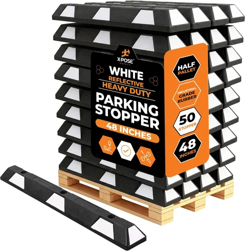 Miniatura 46 de Xpose Safety Tope de goma resistente de 22 pulgadas para estacionamiento, paquete de 2 bloques de ruedas para garaje, entrada o rampa, tope
