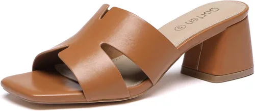 Miniatura 10 de Sandalias de tacón grueso con punta cuadrada abierta para mujer, sandalias bajas y cómodas de tacón bajo, sandalias casuales para el uso diario
