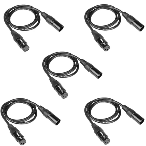Miniatura 9 de 4 unids 3.3 ft largo DMX 512 XLR cable DMX 3.2t 3 Pin verdadero DMX cable macho a hembra para DMX micrófono etapa luces