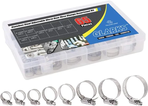 Miniatura 7 de Glarks Juego surtido de abrazaderas de manguera de engranaje helicoidal ajustable de acero inoxidable 304 de 8 a 1.732 in, abrazadera de línea