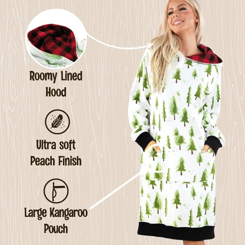 Miniatura 106 de Lazy One Sudadera con capucha de gran tamaño, ropa de dormir cómoda, vestido de suéter para mujer