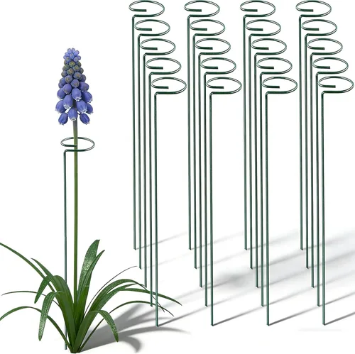 20 piezas de 16 pulgadas verdes de un solo tallo para plantas de jardín, anillos de soporte de flores, accesorios para amarilis, orquídeas, lirios,