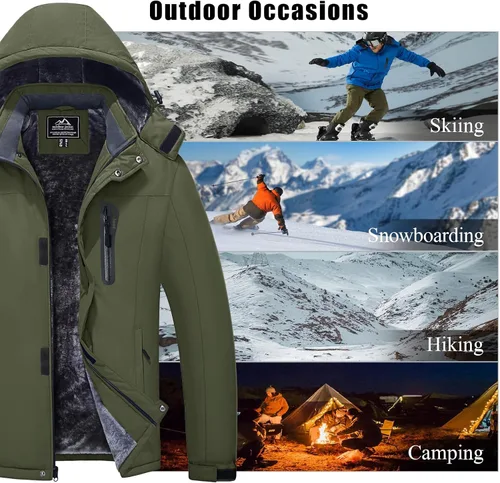 Miniatura 7 de MAGCOMSEN - Abrigos de invierno para hombre, impermeables, con forro polar, parka, con capucha, para esquiar, senderismo, trabajo