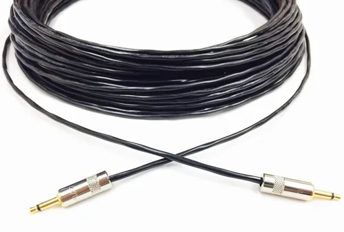 Custom Cable Connection Cable mono macho a macho de 25 pies y 0.138 in con chaqueta de PVC negra