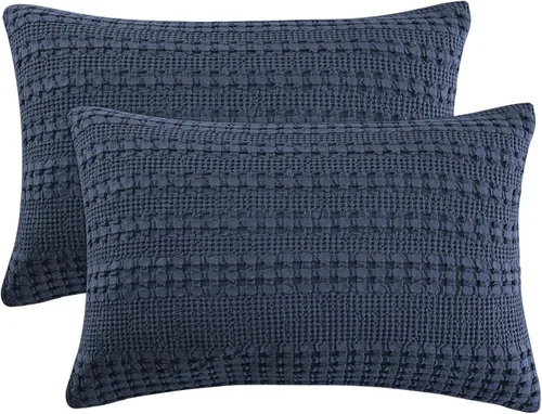 Miniatura 60 de PHF Fundas de almohada con tejido de gofre de 24" x 24", paquete de 2, funda de almohada cuadrada 100% algodón para decoración de ropa de cama, sin