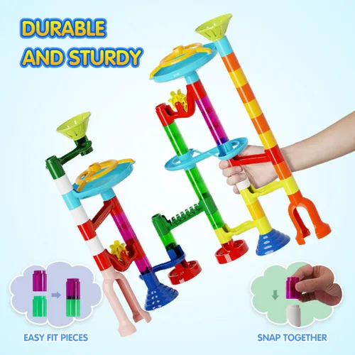 Miniatura 2 de Ifollower Kit de carrera de mármol, 110 piezas de juego de laberinto de mármol, juguetes de construcción para niños, juego de carreras de pista